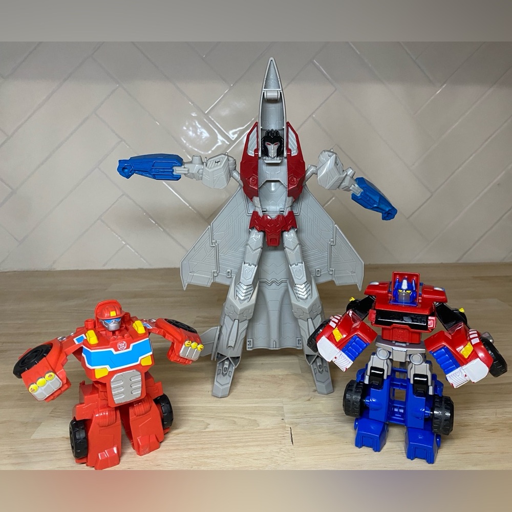 Lot of Transformers Playskool Optimus Prime, Heatwave the Fire-Bot & Starscream